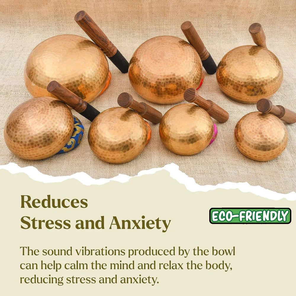 Set Of 7 Tibetan Hand Hammered Singing Bowl